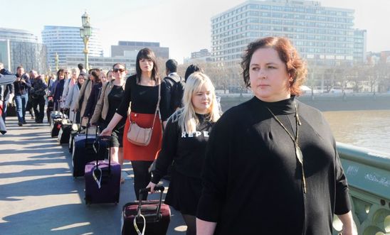 Derry Girls stars Siobhan McSweeney and Nicola Coughlan protesting for abortion reform in NI with Amnesty International